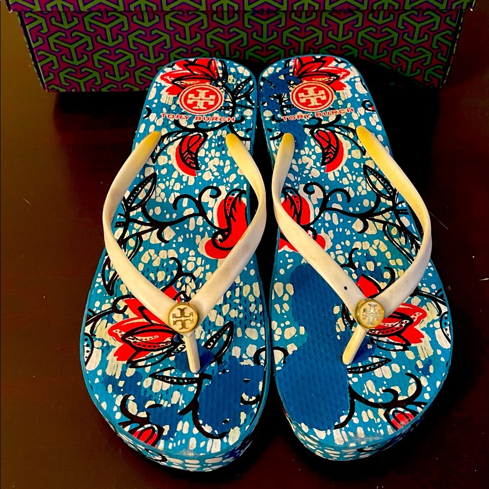 Tory Burch wedge flip flops